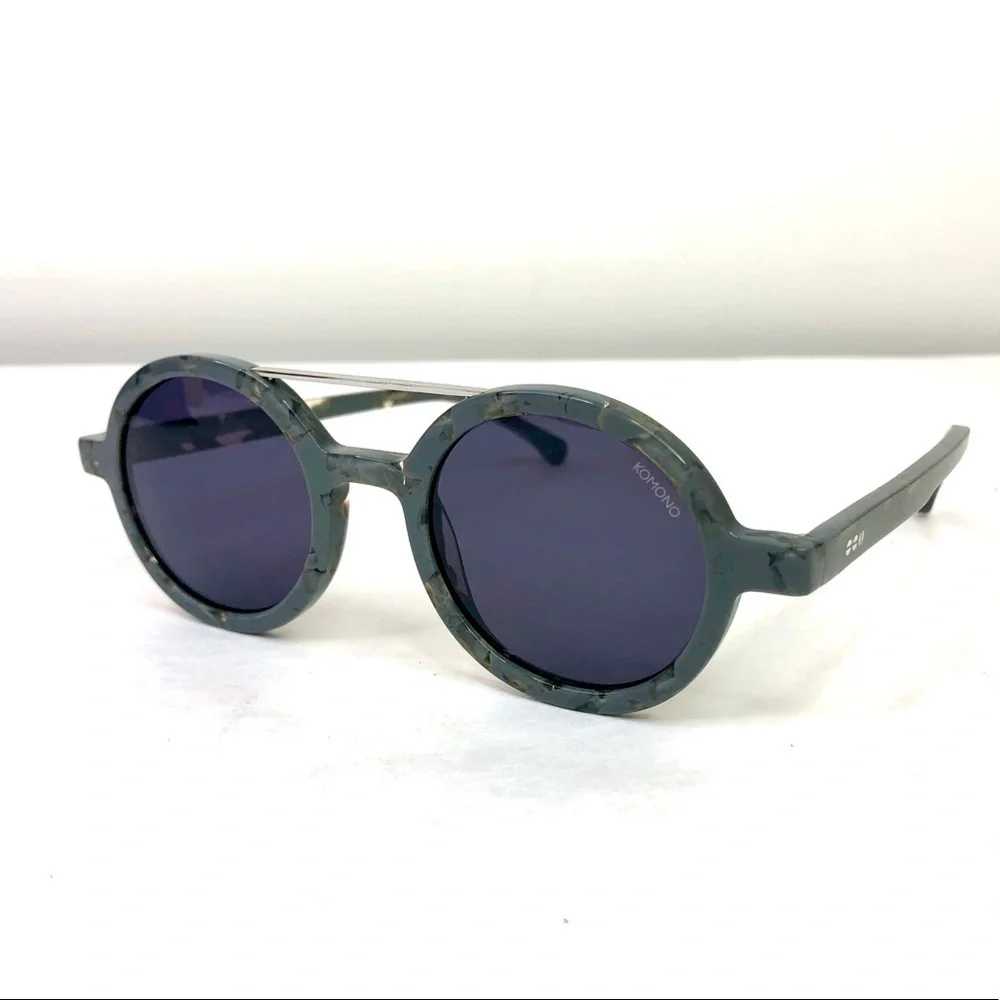 KOMONO Vivien Concrete Sunglasses NEW Grey Gray Round